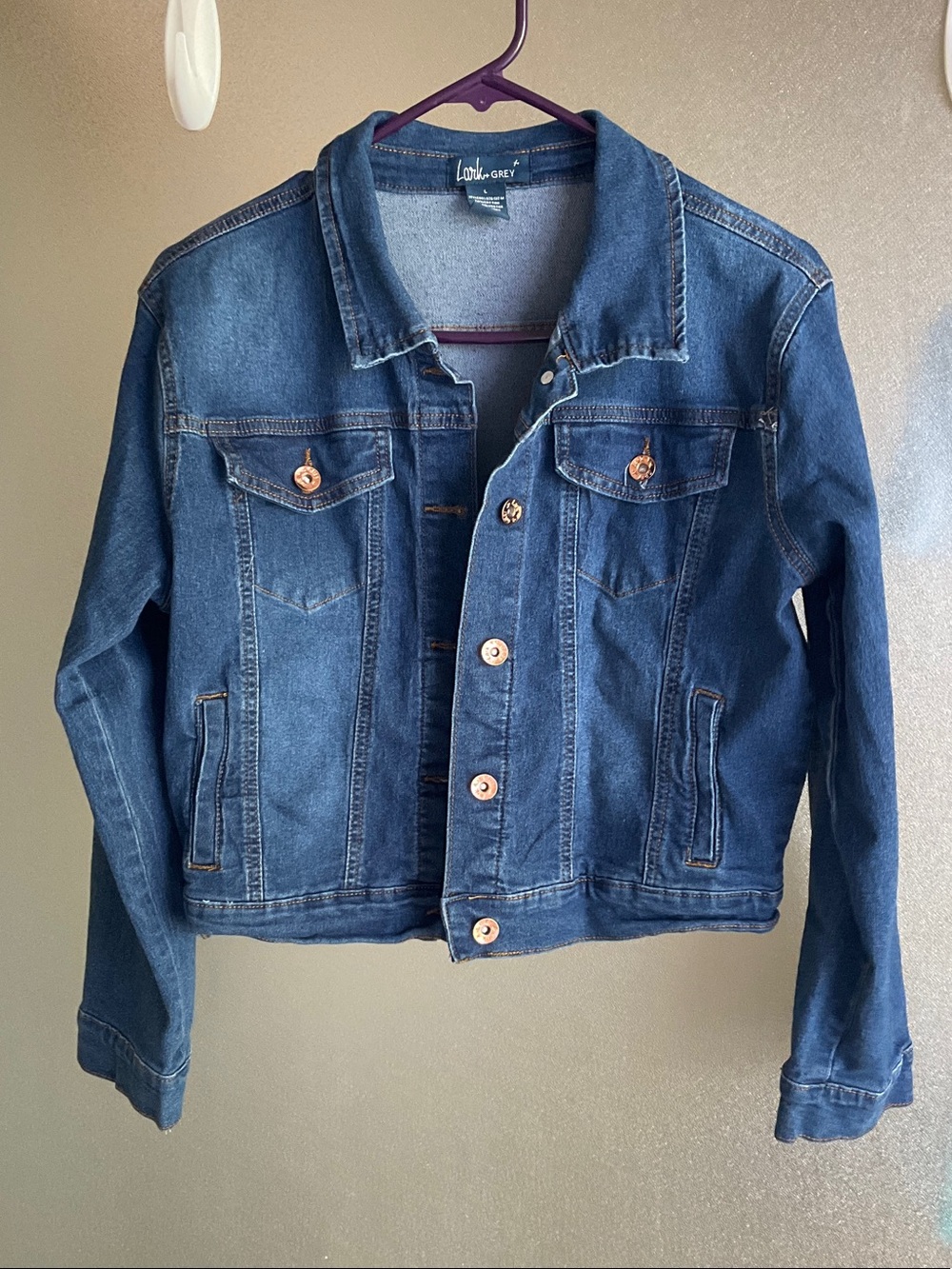 Lilah + Grey Dark Blue Denim Jacket